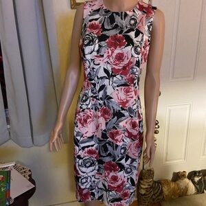 Karl Lagerfeld StunningMulti-colored Floral Rose Print Midi Dress Size 8